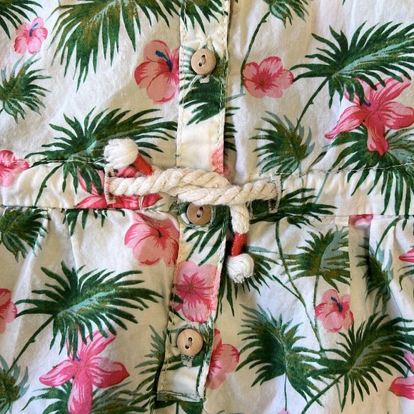 Zara tropical floral palm leaf short flutter sleeve romper - Picture 2 of 5